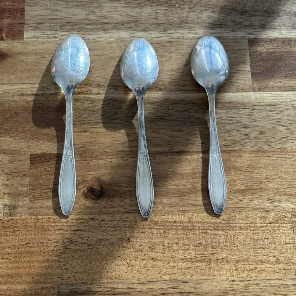 International Silver Plate Lady Doris Soup Spoon 3 Pc Set Vintage Collectible